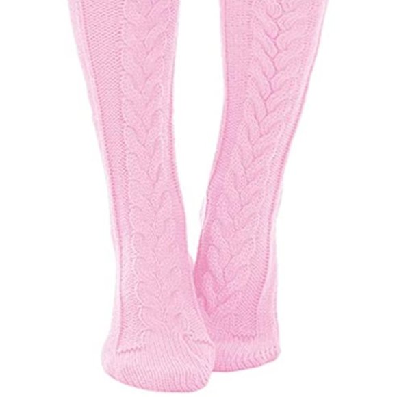 Knee High Socks Over The Knee Chunky Cable Knit Knee Highs Pink - Picture 15 of 15